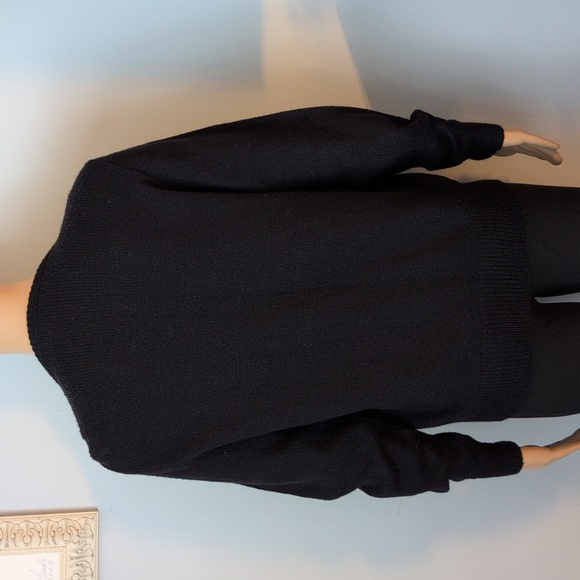 Vintage Black Wool-Blend Cardigan with Pearl Buttons SZ XS/S - Picture 10 of 15